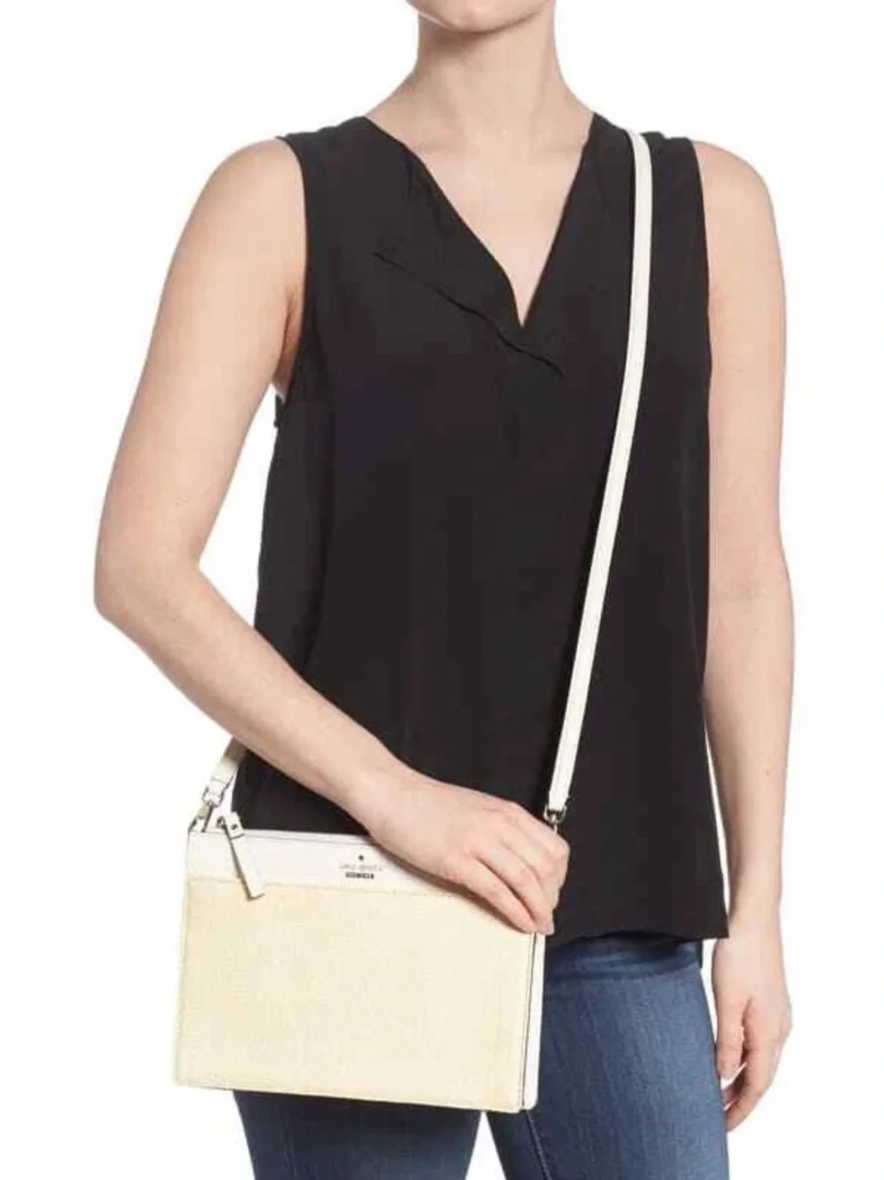 Kate Spade Cameron Street Straw Clarise Crossbody Bag Textured Straw & Leather